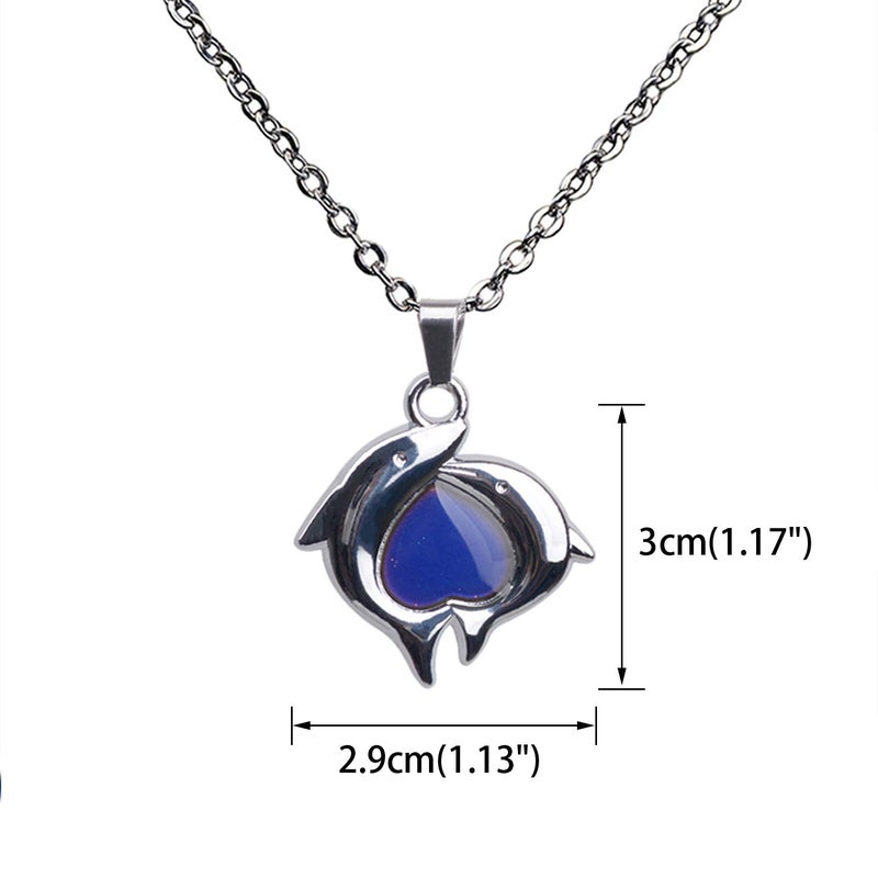 FM FM42 Temperature Sensing Color Changing Dolphin Pendant Necklace with 19.29" Stainless Steel Rolo Chain ZN1306 - Image 5